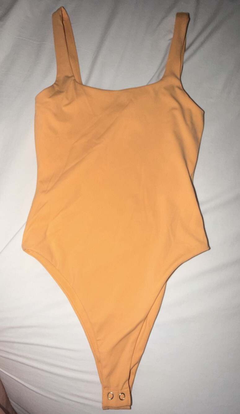 Forever 21 Orange Scoop Neck Tank Bodysuit Size XS